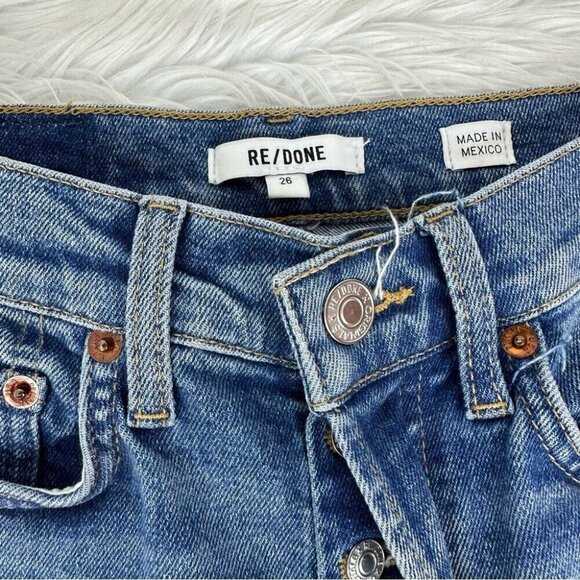 Re/Done Women's NWT 90s High Rise Ankle Crop Regal Dark Crystal Jeans W26-27/L27 - Picture 6 of 11